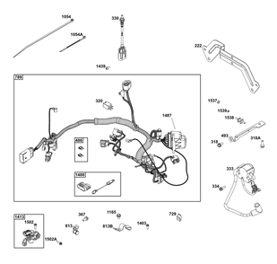 Controls Group Diagram and Parts List for 61G877-0004-J1 400000 - 699999 Briggs and Stratton Engine